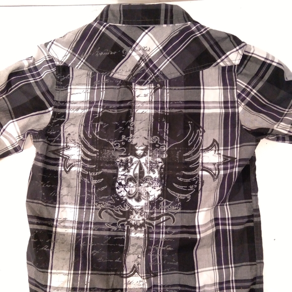 Helix boys M medium black button down graphic print - Picture 6 of 9
